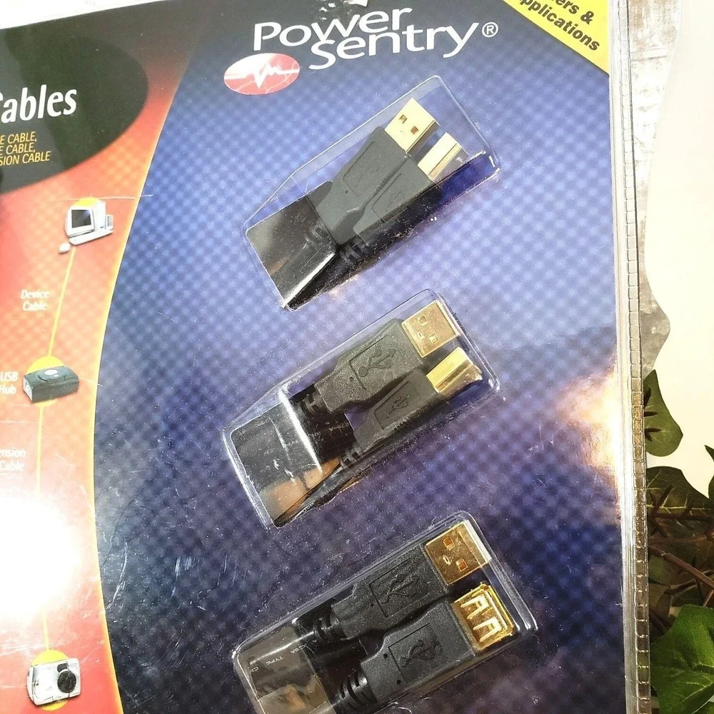 Power Sentry 3-pack USB Cables 24K Gold Plated Connectors Two-6′ & One-10′